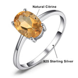 Oval Amethyst Gemstone Ring – 925 Sterling Silver Dainty Gold Plated Ring for Women