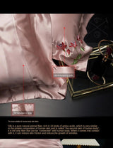 Pink Blossom Charm: Pure Mulberry Silk Pillowcase with Floral Embroidery