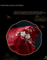 Red Rose Elegance: Pure Mulberry Silk Pillowcase with Floral Embroidery