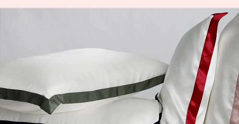 Chroma Chic: White Silk Pillowcase with Colorful Accents