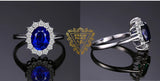 Oval Blue Sapphire Halo Pendant Necklace – 925 Sterling Silver Vintage Royal Style Necklace for Women