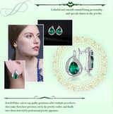 Emerald Green Teardrop Hoop Earrings – 925 Sterling Silver Elegant Gemstone Earrings for Women