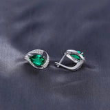 Emerald Green Teardrop Hoop Earrings – 925 Sterling Silver Elegant Gemstone Earrings for Women