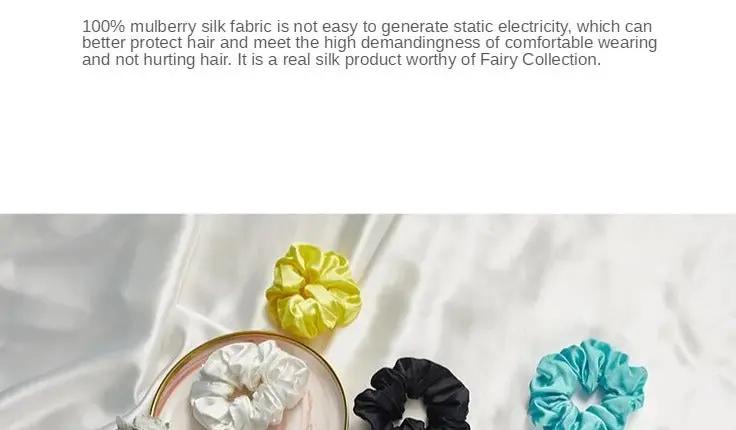 Pure Silk Hair Scrunchies: Luxurious Ponytail Holders (5 Pieces)