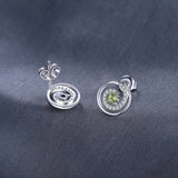 Peridot Circle Stud Earrings – 925 Sterling Silver Double Halo Gemstone Earrings for Women