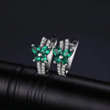Butterfly Emerald Hoop Earrings – 925 Sterling Silver, Elegant Green Gemstone for Women - Julie bags