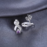 Infinity Amethyst Stud Earrings – 925 Sterling Silver Purple Gemstone Earrings for Women