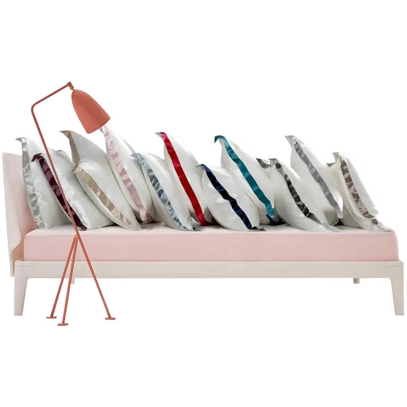 Chroma Chic: White Silk Pillowcase with Colorful Accents