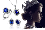 Oval Blue Sapphire Halo Pendant Necklace – 925 Sterling Silver Vintage Royal Style Necklace for Women