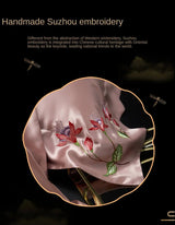 Pink Blossom Charm: Pure Mulberry Silk Pillowcase with Floral Embroidery