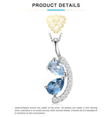 Sky Blue & London Blue Topaz Pendant Necklace – 925 Sterling Silver Teardrop Gemstone Necklace for Women