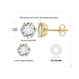 Moissanite Stud Earrings – D Color 925 Sterling Silver Classic Solitaire Earrings for Women