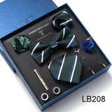 Silk Tie Set with Cufflinks & Pocket Square - Necktie Gift Box