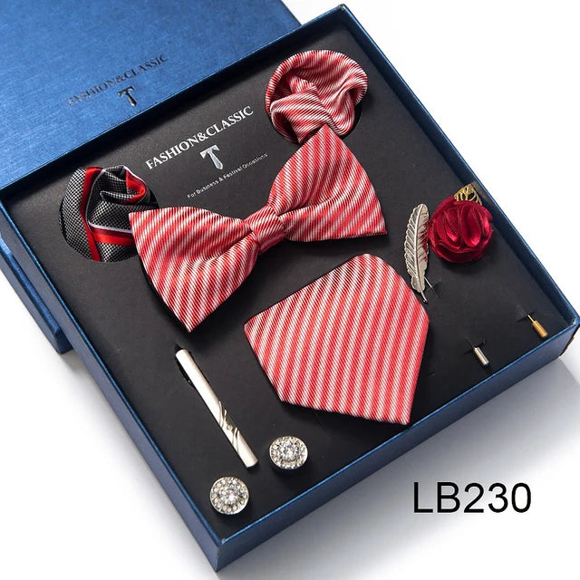 Silk Tie Set with Cufflinks & Pocket Square - Necktie Gift Box