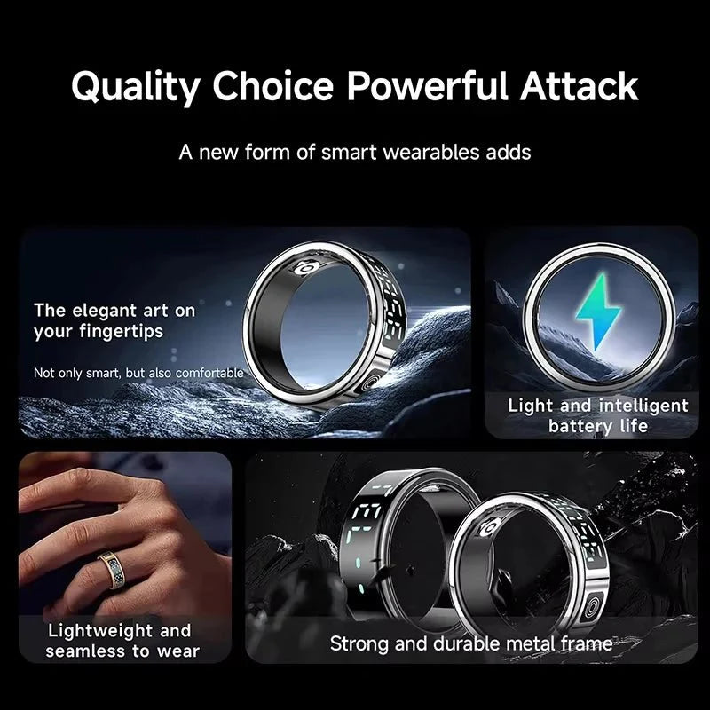 Smart Ring – LED Display, Heart Rate & SpO2, Bluetooth, Waterproof - Julie bags