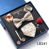 Silk Tie Set with Cufflinks & Pocket Square - Necktie Gift Box