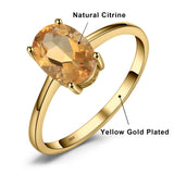 Oval Amethyst Gemstone Ring – 925 Sterling Silver Dainty Gold Plated Ring for Women