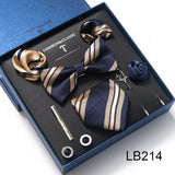 Silk Tie Set with Cufflinks & Pocket Square - Necktie Gift Box