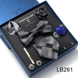 Silk Tie Set with Cufflinks & Pocket Square - Necktie Gift Box