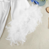 Feather Blush Kimono Robe - Floor-Length Satin Silk Dressing Gown