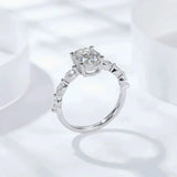 Oval Cut Moissanite Engagement Ring – 925 Sterling Silver 18K White Gold Plated Promise Ring for Women - Julie bags