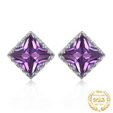 Square Cut Purple Alexandrite Stud Earrings – 925 Sterling Silver Color - Changing Gemstone Jewelry for Women - Julie bags