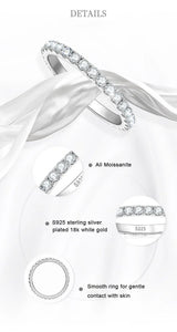 D Color Moissanite Eternity Ring – 925 Sterling Silver 18K White Gold Plated Wedding Band for Women - Julie bags