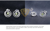 Peridot Circle Stud Earrings – 925 Sterling Silver Double Halo Gemstone Earrings for Women