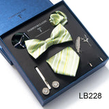 Silk Tie Set with Cufflinks & Pocket Square - Necktie Gift Box