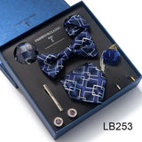 Silk Tie Set with Cufflinks & Pocket Square - Necktie Gift Box