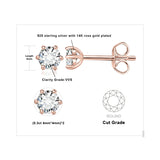 Moissanite Stud Earrings – D Color 925 Sterling Silver Classic Solitaire Earrings for Women