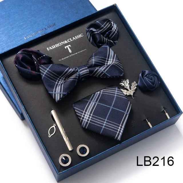 Silk Tie Set with Cufflinks & Pocket Square - Necktie Gift Box