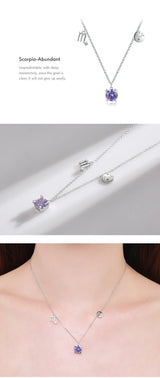 Scorpio Zodiac Charm Necklace – Rainbow Zirconia 925 Sterling Silver Birthstone Pendant for Women - Julie bags