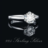 Round Cut Moissanite Solitaire Ring – 925 Sterling Silver Dainty Engagement Ring for Women - Julie bags