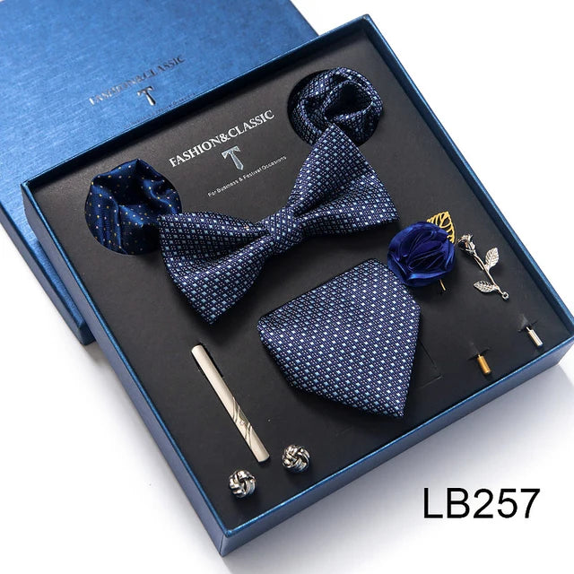 Silk Tie Set with Cufflinks & Pocket Square - Necktie Gift Box