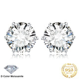 Moissanite Stud Earrings – D Color 925 Sterling Silver Classic Solitaire Earrings for Women