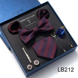 Silk Tie Set with Cufflinks & Pocket Square - Necktie Gift Box