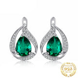 Emerald Green Teardrop Hoop Earrings – 925 Sterling Silver Elegant Gemstone Earrings for Women