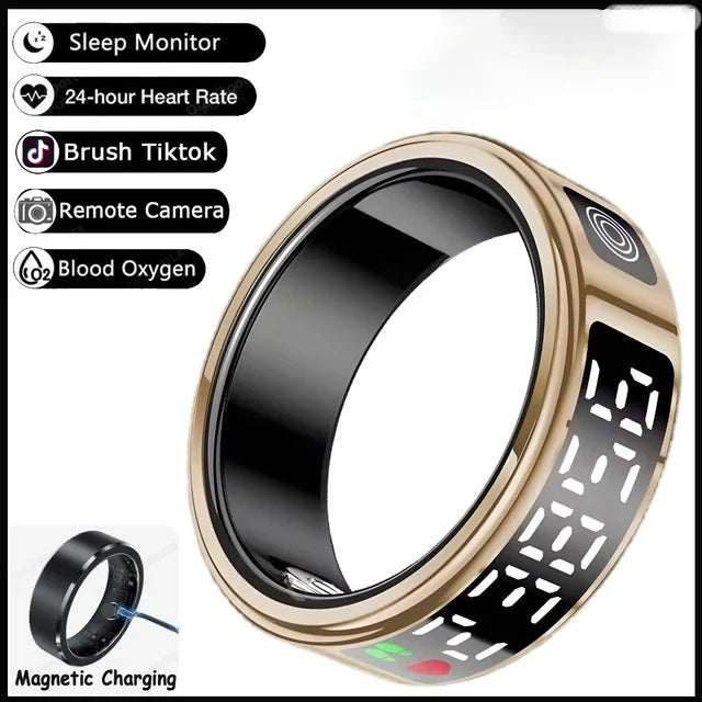 Smart Ring – LED Display, Heart Rate & SpO2, Bluetooth, Waterproof - Julie bags