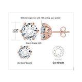 Moissanite Stud Earrings – D Color 925 Sterling Silver Classic Solitaire Earrings for Women