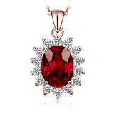 Oval Blue Sapphire Halo Pendant Necklace – 925 Sterling Silver Vintage Royal Style Necklace for Women