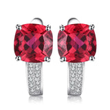 Green Emerald Cushion Cut Huggie Earrings – 925 Sterling Silver Gemstone Hoop Earrings for Women - Julie bags