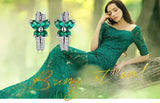 Butterfly Emerald Hoop Earrings – 925 Sterling Silver, Elegant Green Gemstone for Women - Julie bags