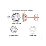 Moissanite Stud Earrings – D Color 925 Sterling Silver Classic Solitaire Earrings for Women