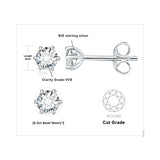 Moissanite Stud Earrings – D Color 925 Sterling Silver Classic Solitaire Earrings for Women