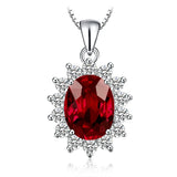 Oval Blue Sapphire Halo Pendant Necklace – 925 Sterling Silver Vintage Royal Style Necklace for Women