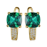 Green Emerald Cushion Cut Huggie Earrings – 925 Sterling Silver Gemstone Hoop Earrings for Women - Julie bags