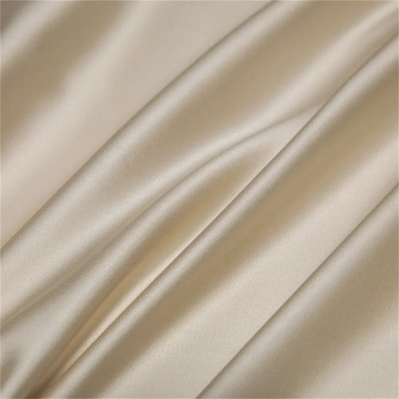 100% Silk Bedding Set - Luxury Solid Color Duvet Cover & Sheets