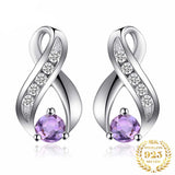 Infinity Amethyst Stud Earrings – 925 Sterling Silver Purple Gemstone Earrings for Women