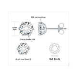 Moissanite Stud Earrings – D Color 925 Sterling Silver Classic Solitaire Earrings for Women